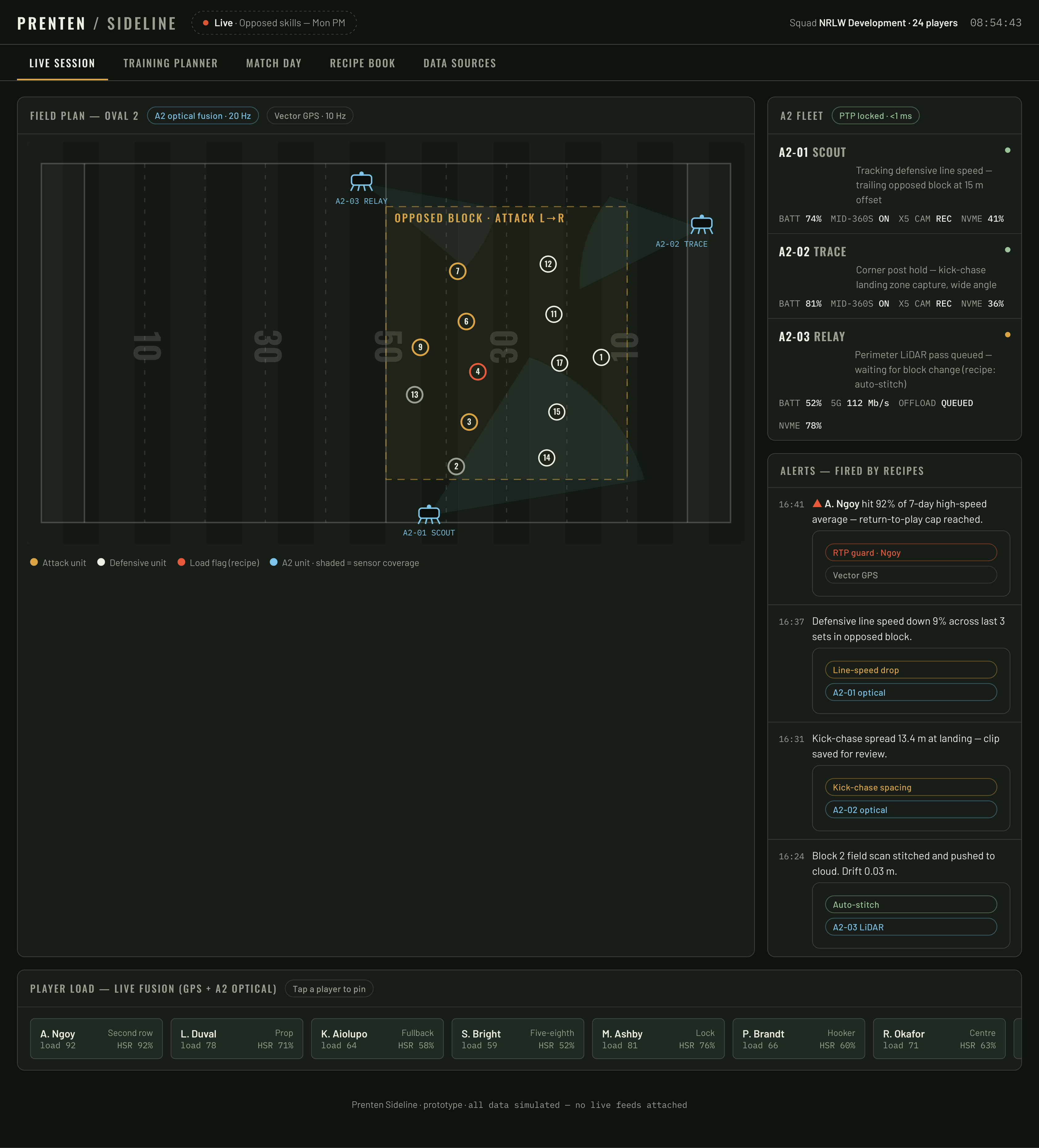Prenten Sideline coach console live session