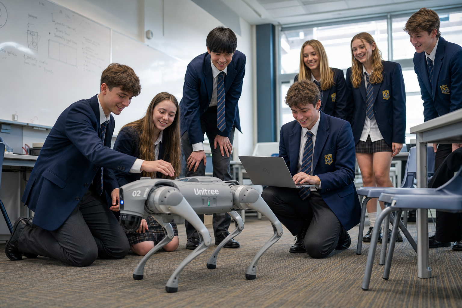 Quadruped robot used in Prenten AI STEM programmes